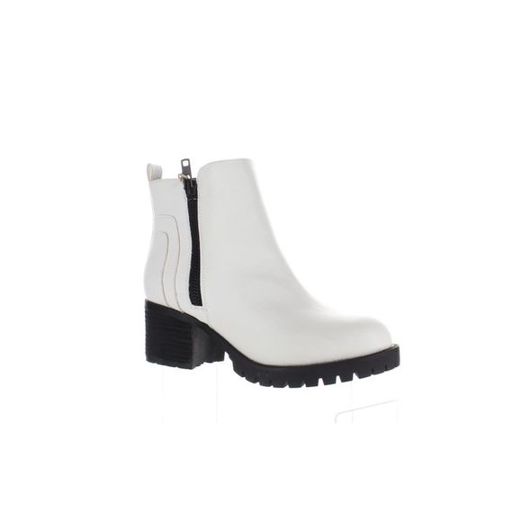MIA Shoes - MIA Womens Payson White Ankle Boots Size 8 Medium (B, M)